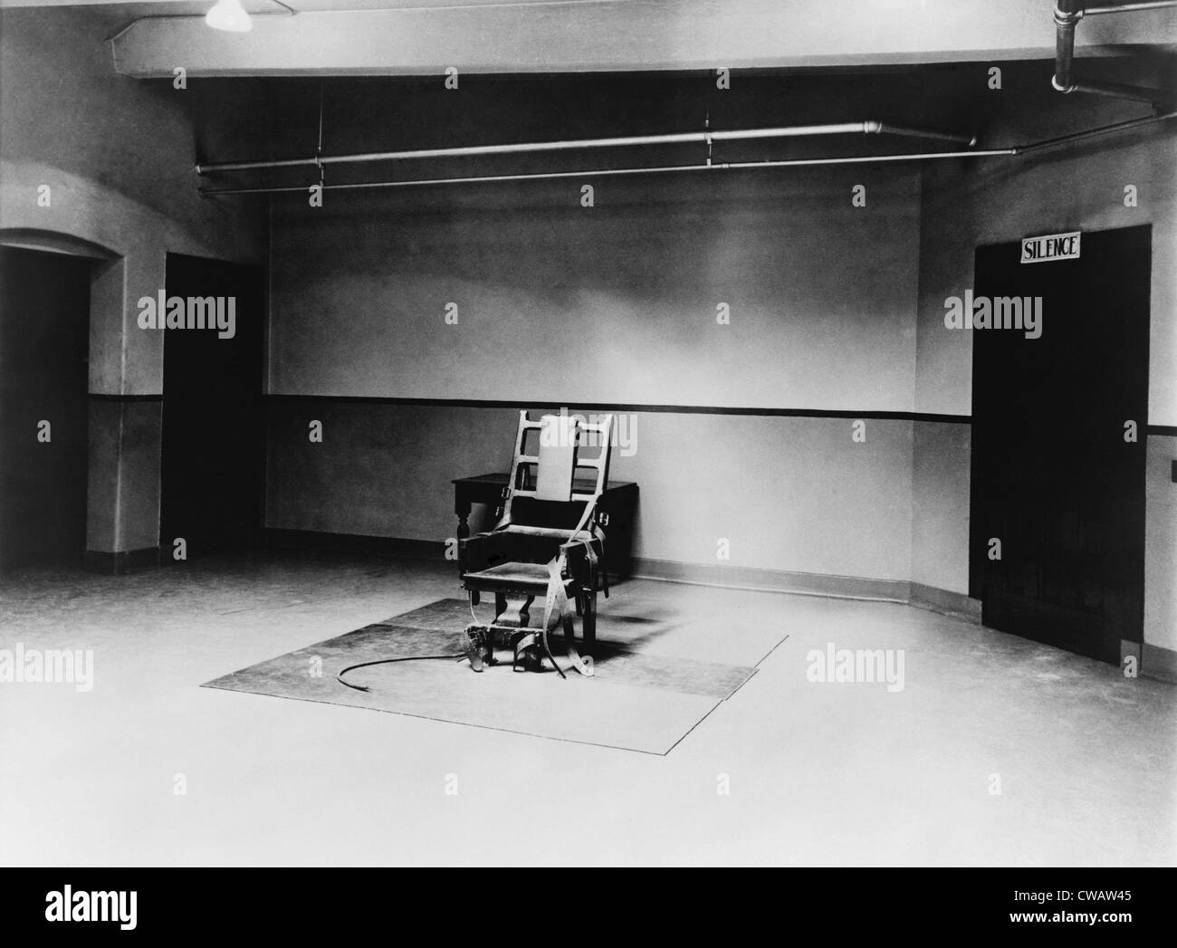 Todeskammer und elektrischen Stuhl im Sing-Sing-Gefängnis im Jahr 1923. Stockfoto