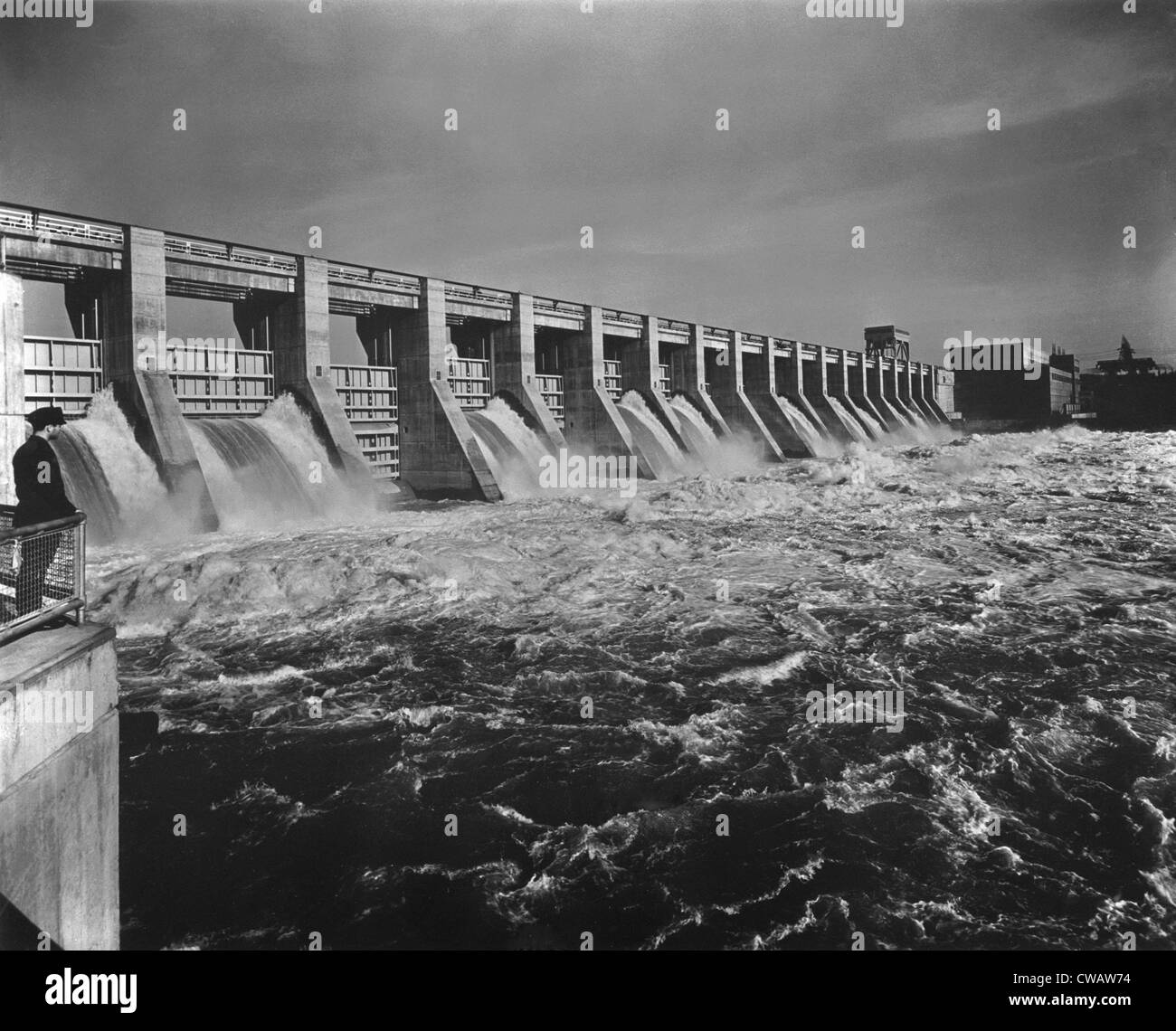 Chickamauga Staudamm Hochwasserentlastung wurde von 1936-1940 von der Tennessee Valley Authority, erstellt von Präsident Franklin d. Roosevelt auf gebaut. Stockfoto