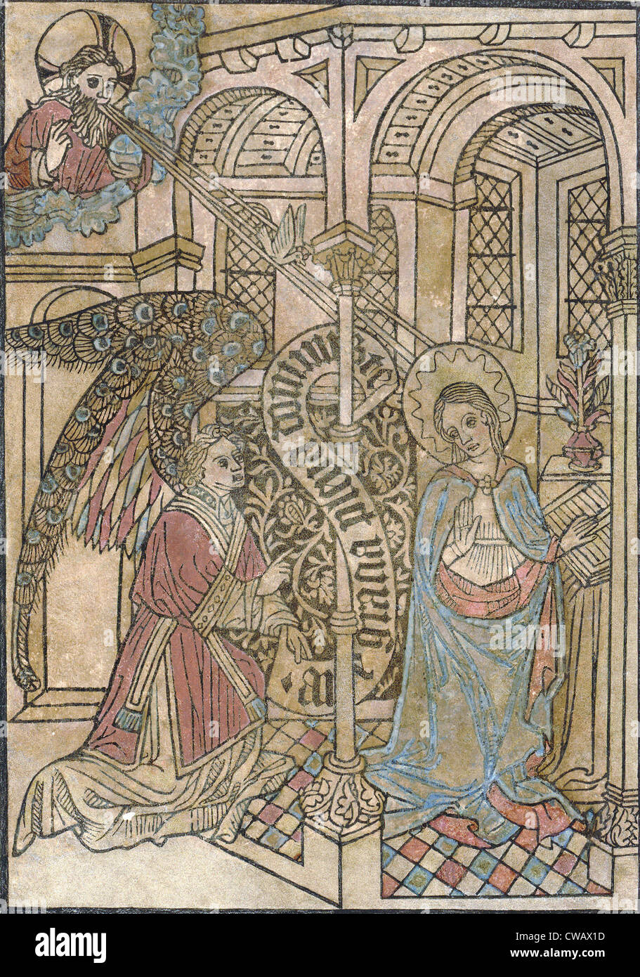 Die Verkündigung, Darstellung der Visitation des Erzengels Gabriel, ca. 1450er Jahren. Stockfoto