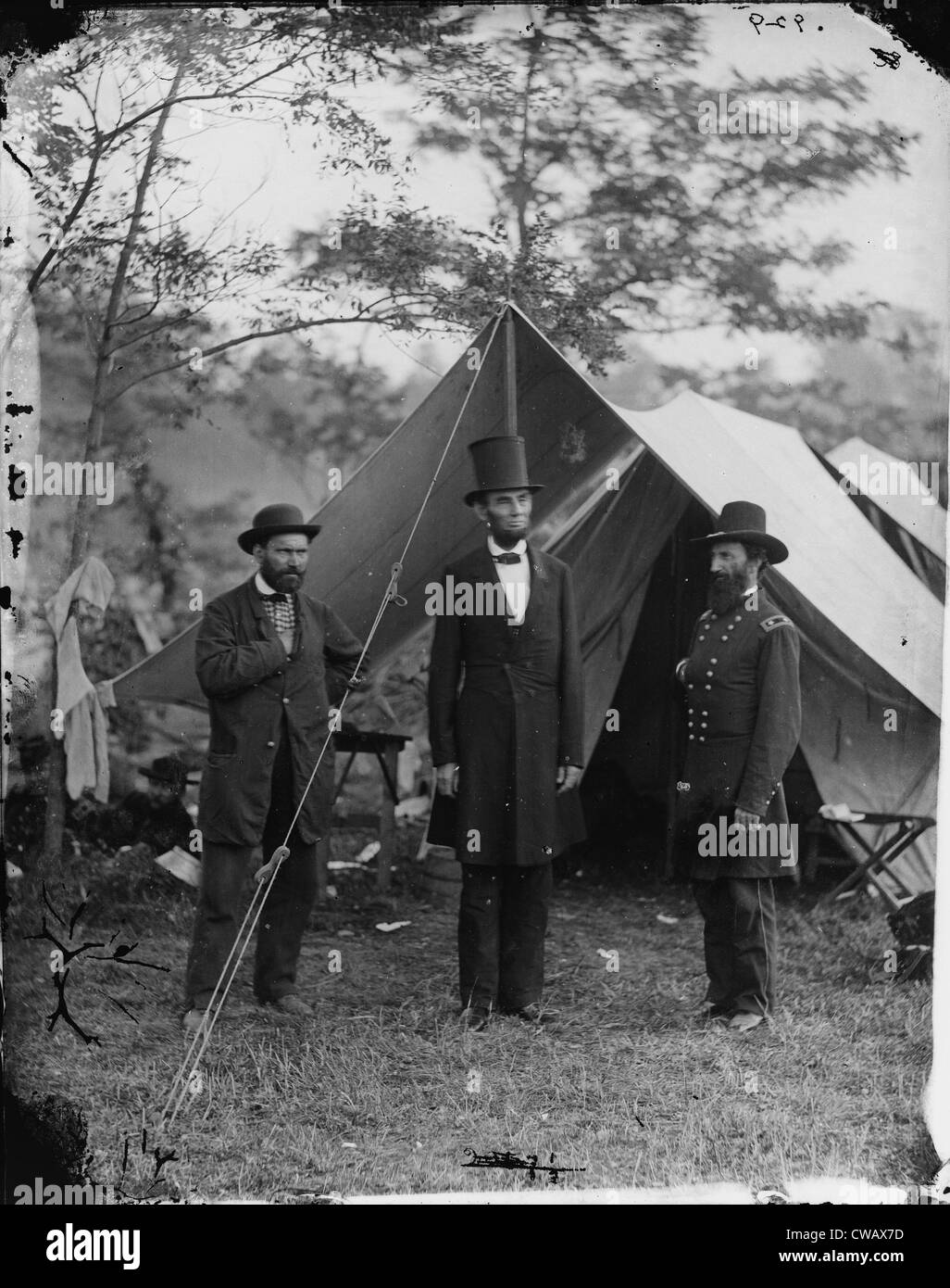 Der Bürgerkrieg, Antietam, MD. Allan Pinkerton, Präsident Abraham Lincoln, Generalmajor John A. McClernand, Foto aus dem Stockfoto