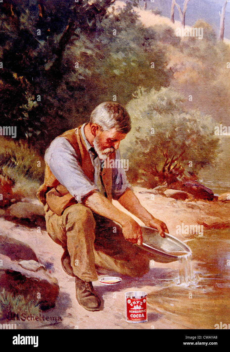 Der Gold Rush, Malerei der Goldsucher von j.h. Scheltema, ca. 1909 Stockfoto