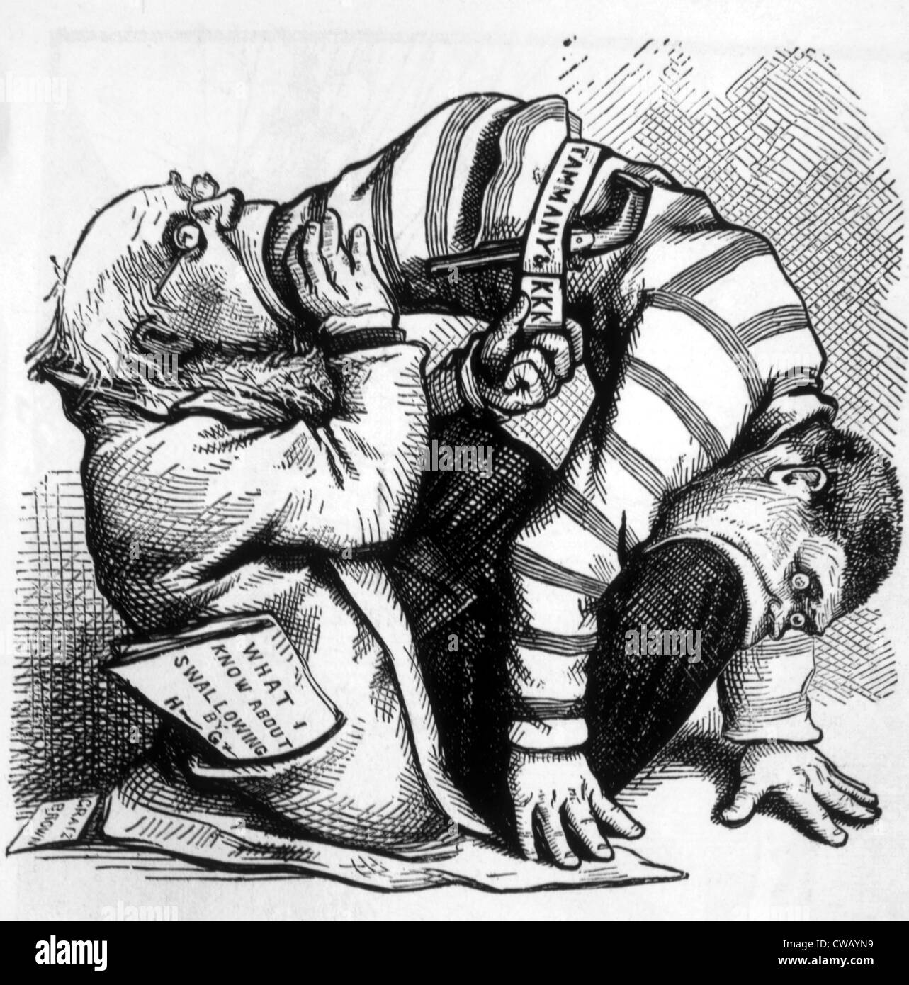 Thomas Nast politische Karikatur Darstellung demokratischen Präsidentschaftskandidaten Horace Greeley und politischer Chef Tammany Hall Stockfoto