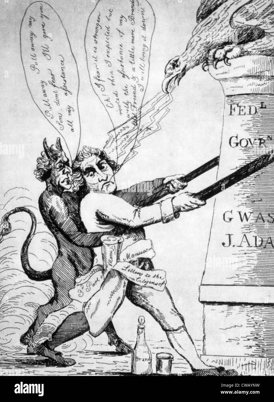 Föderalistische Partei politische Karikatur Angriff auf Thomas Jefferson, ca. 1801 Stockfoto