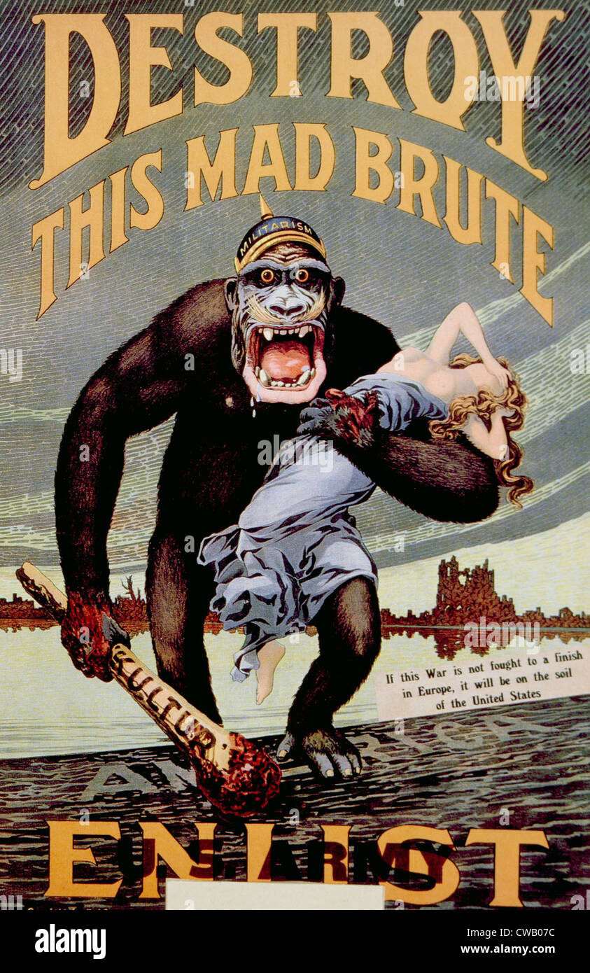 Ersten Weltkrieg antideutsche Propaganda Poster von amerikanischen HR Hopps, ca. 1916 Stockfoto