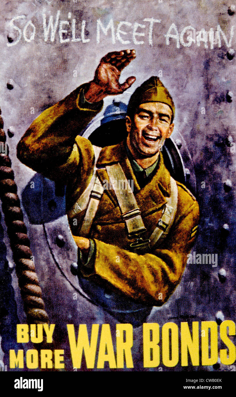 Zweiter Weltkrieg, "Kaufen Sie mehr Kriegsanleihen" Plakat, c. 1942. Stockfoto