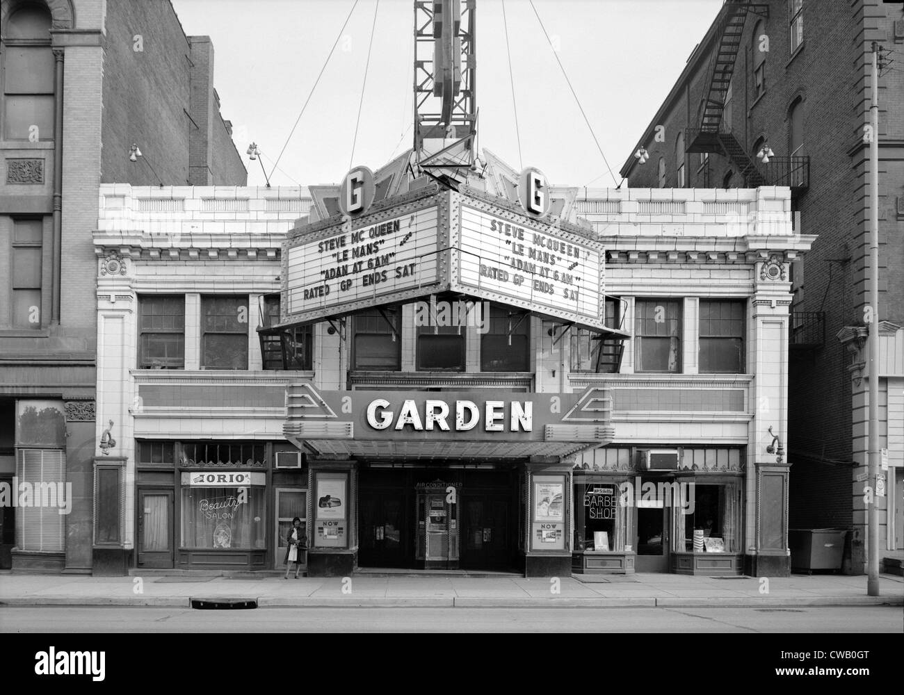 Kinos, The Garden Theater, LE MANS, zeigen Darsteller Steve McQueen, Baujahr 1927, 12.10.14, Westen North Avenue, Stockfoto