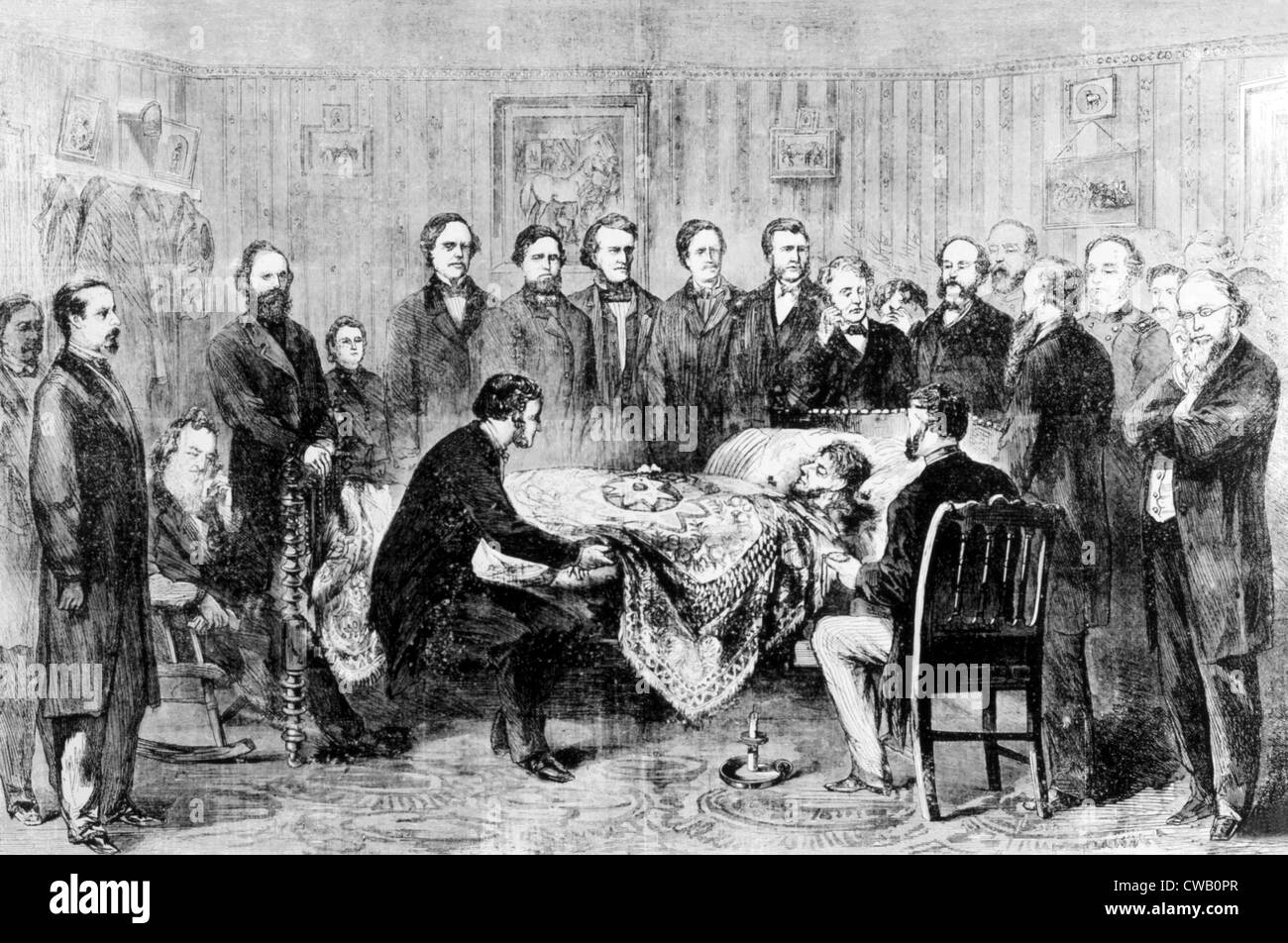 Sterbende Momente von Präsident Abraham Lincoln, 1865 Stockfoto
