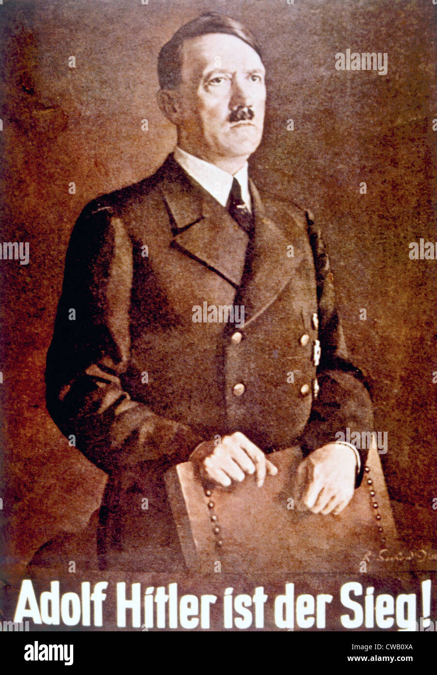 Adolf Hitler (1889-1945) in "Adolf Hitler ist Sieg!"-Plakat, ca. 1940 Stockfoto