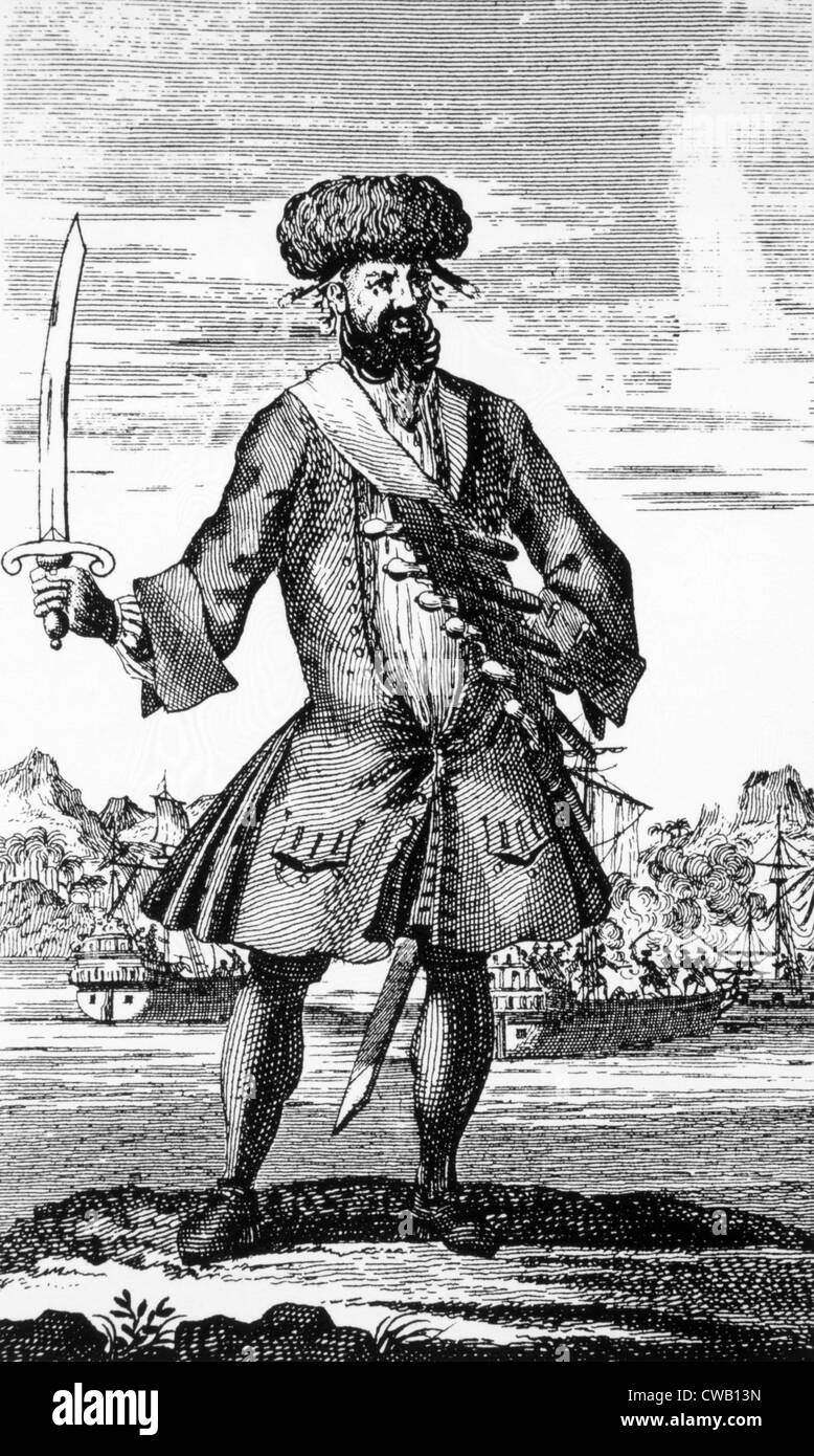 Blackbeard (aka Edward Teach) (alias Edward Thatch), englischer Pirat, starb 1718. Stockfoto