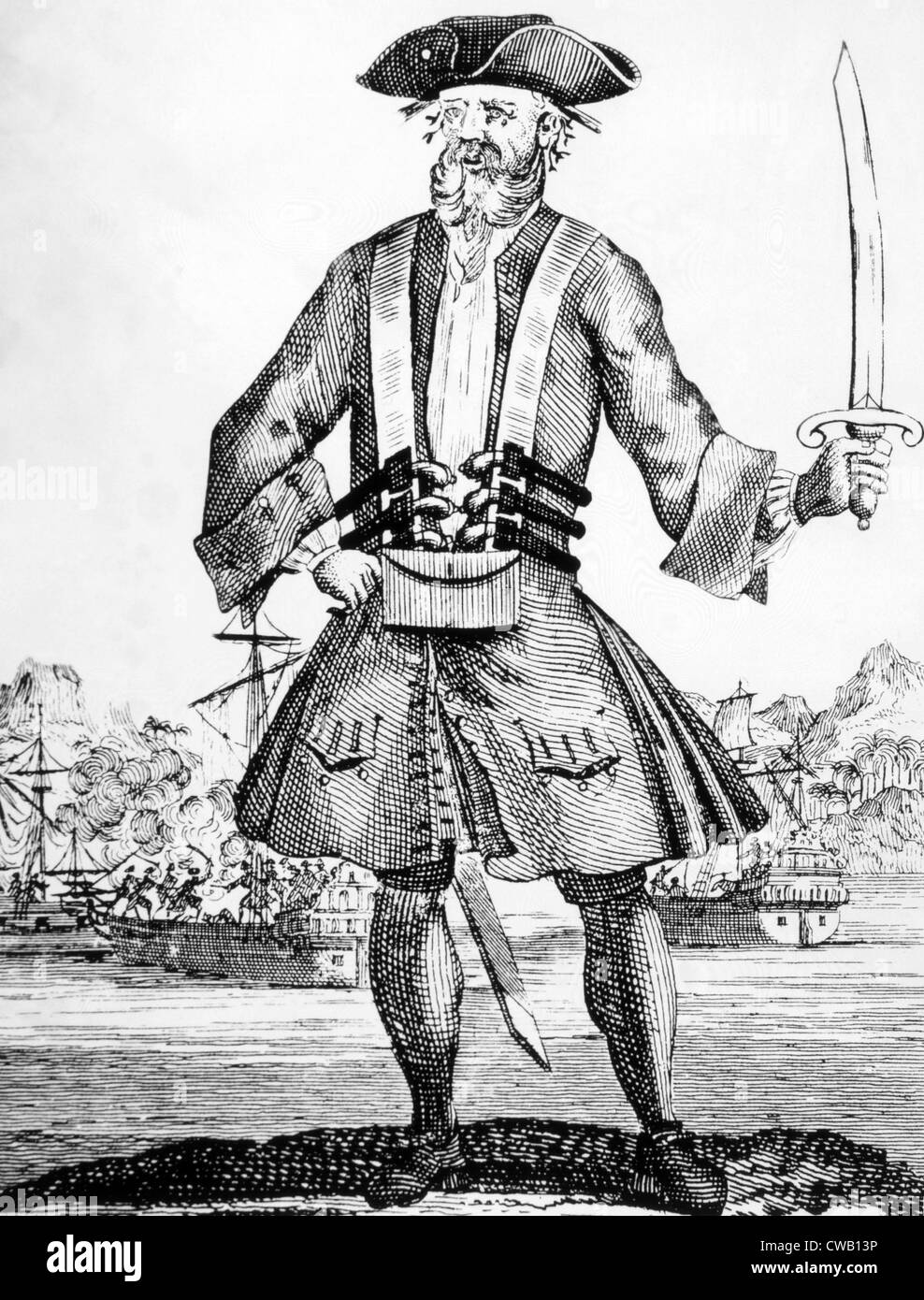 Blackbeard (aka Edward Teach) (alias Edward Thatch), englischer Pirat, starb 1718. Stockfoto