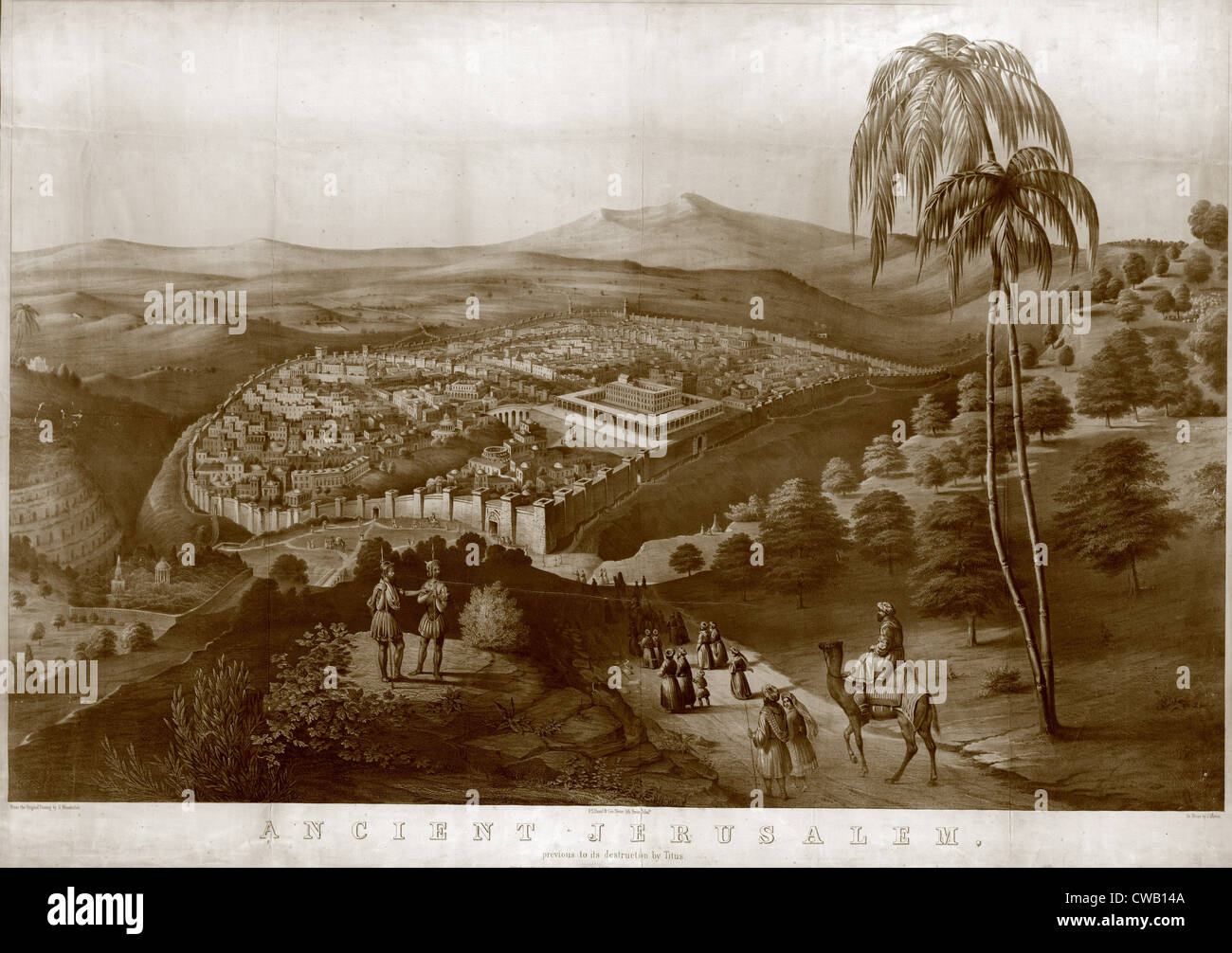 Alten Jerusalem vor der Zerstörung durch Titus, Gemälde von James Fuller Königin, 1852. Stockfoto