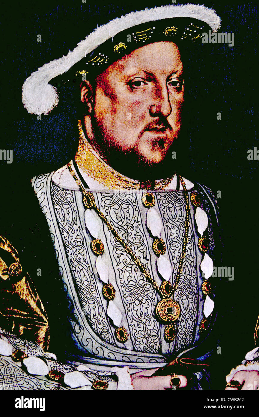 König Henry VIII (1491-1547), König von England und Irland von 1509 bis zu seinem Tod. Porträt von Hans Holbein dem jüngeren, Stockfoto