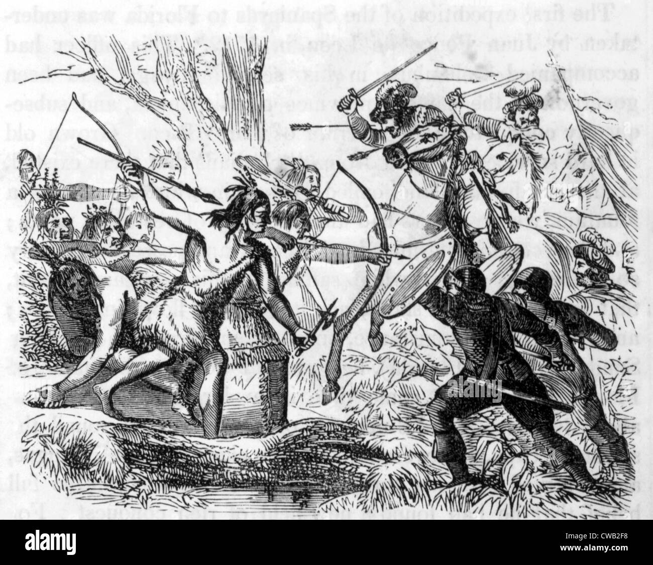 Ponce de Leon (1460?-1521), spanische Entdecker tödlich verwundet während des Kampfes mit Native Americans in Florida, 1521 Stockfoto
