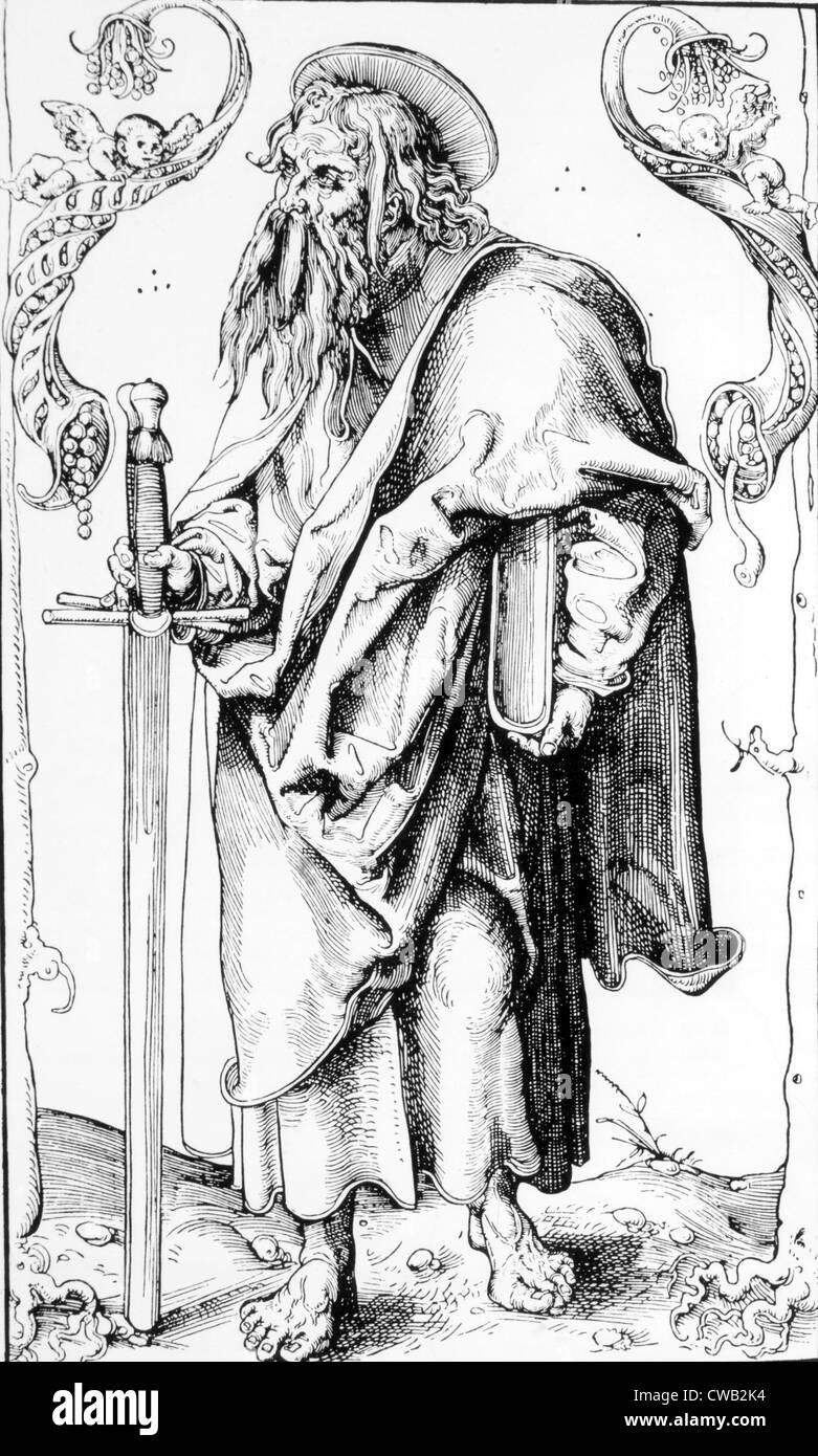 St. Paul (aka Paul von Tarsus) (ca. 10 BC - ca. 67 n. Chr.), aus dem 16. Jahrhundert Holzschnitt von Lucas Cranach der ältere Stockfoto