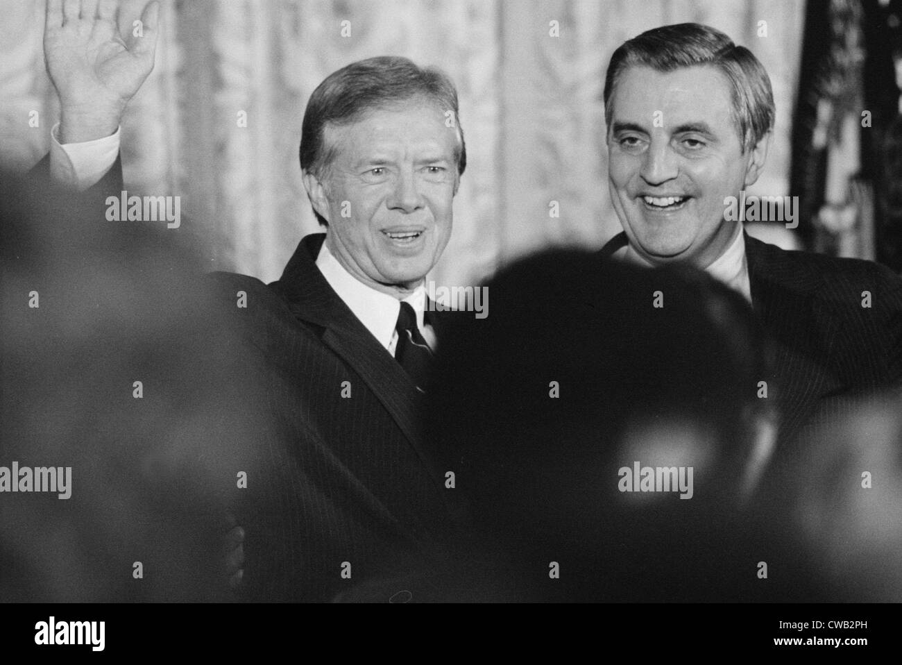 Präsident Jimmy Carter und Vizepräsident Walter Mondale, das Weiße Haus, Washington DC, Foto von Thomas J. Stockfoto