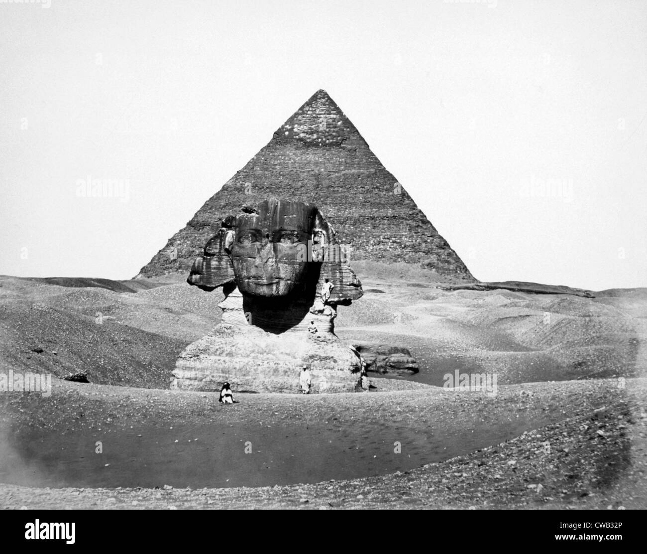 Die Cheops-Pyramide und Sphinx, Foto von Antoine Beato, ca. 1880 Stockfoto