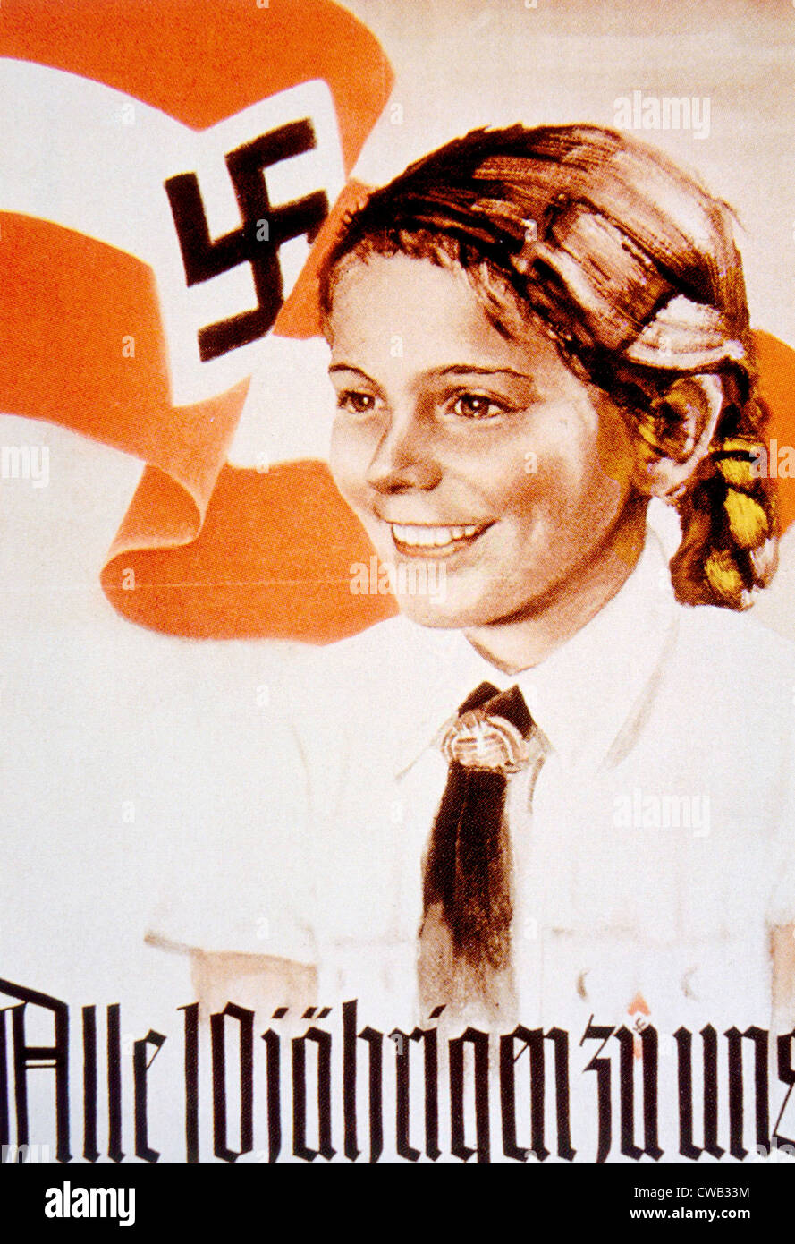 Nazi-Plakat für das BDM (Liga der deutschen Mädchen), ca. 1939 Stockfoto
