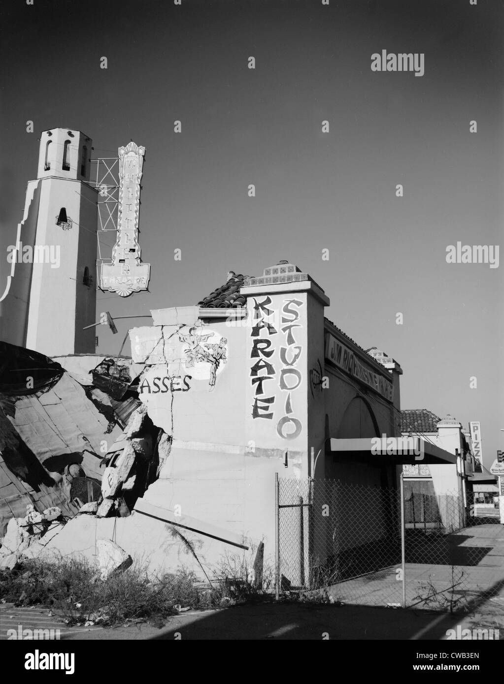 Los Angeles, Whittier Theater, Bild zeigt Schaden in dem 1987 Erdbeben 11602-11612 East Whittier Boulevard, Whittier, Stockfoto