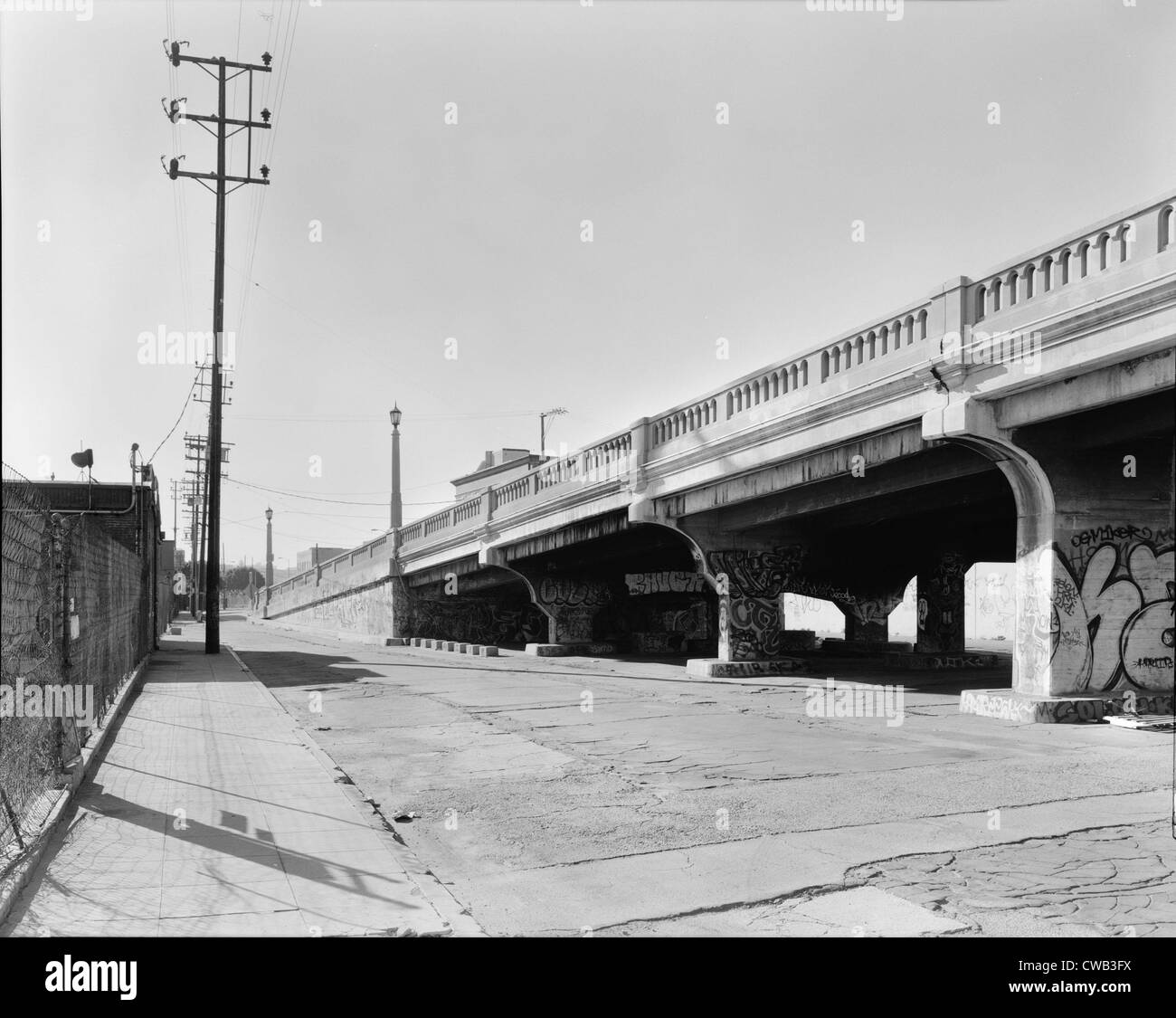 Los Angeles, North Spring Street Bridge, Kalifornien, Fotografieren der 1980er Jahre. Stockfoto