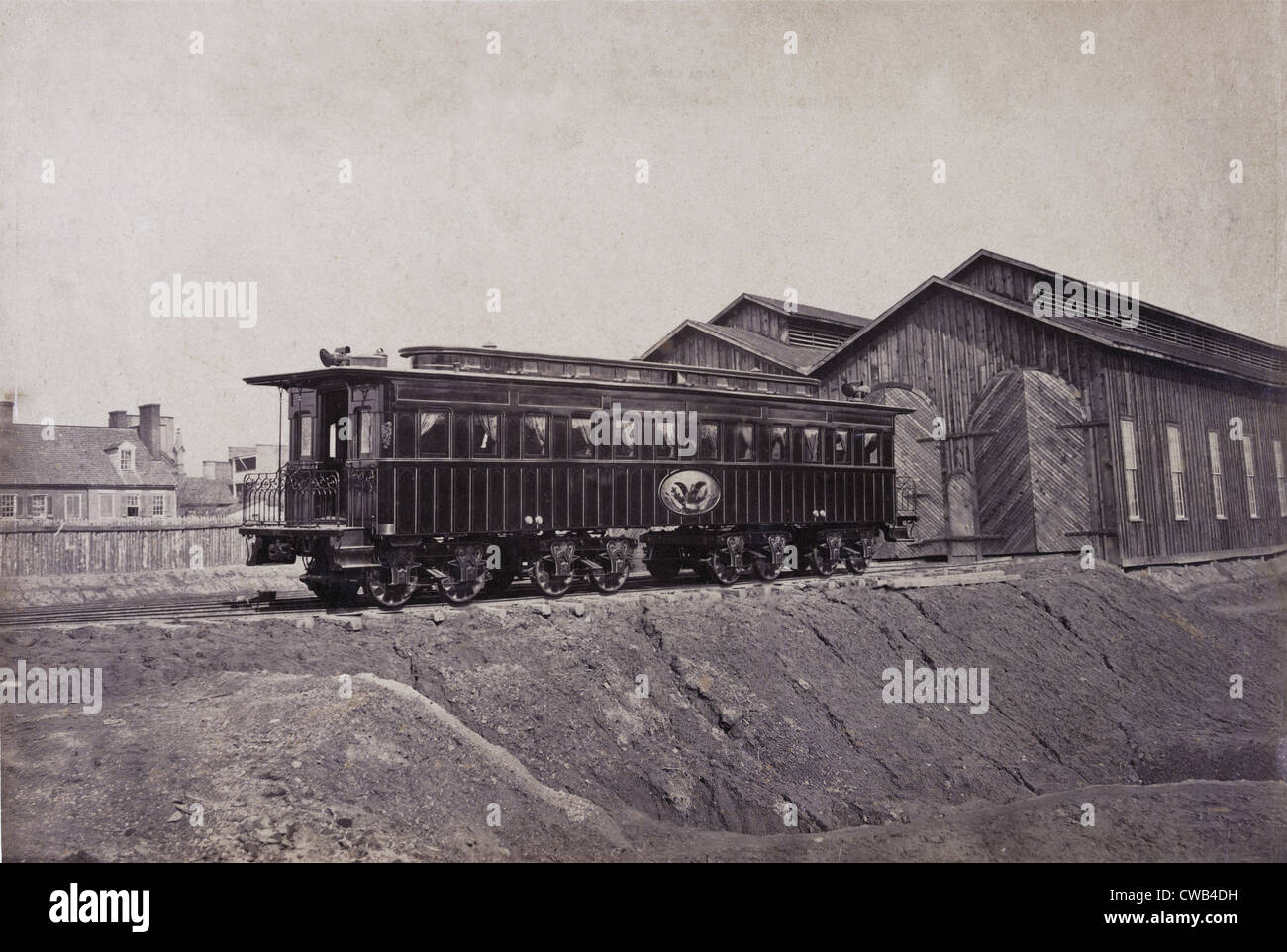 Des Präsidenten Waggon am Bahnhof Alexandria, das Auto diente später als Lincolns Leichenwagen, Präsident des Auto, Alexandria, Stockfoto