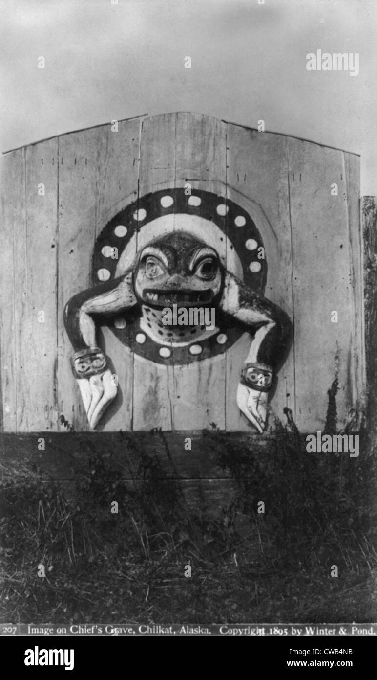 Volkskunst, Bild auf Häuptlings Grab, Chilkat, Alaska, 1895. Stockfoto