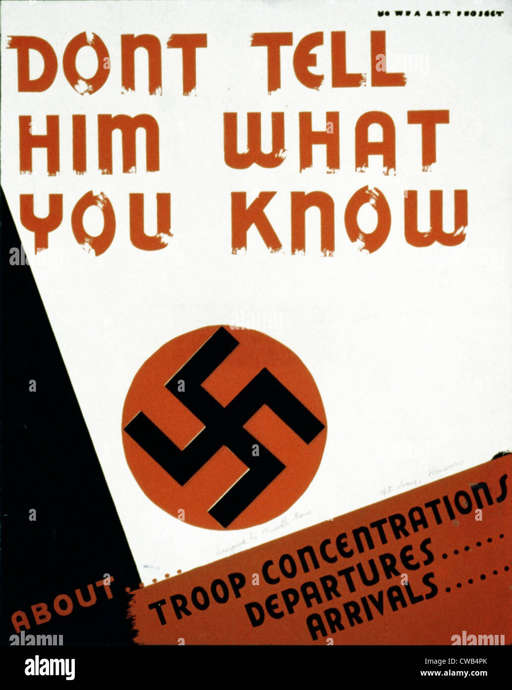 Zweiter Weltkrieg, Poster, was darauf hindeutet, unvorsichtige Kommunikation möglicherweise schädlich für die Kriegsanstrengungen zeigt ein Hakenkreuz, Text lautet: "Dont Stockfoto