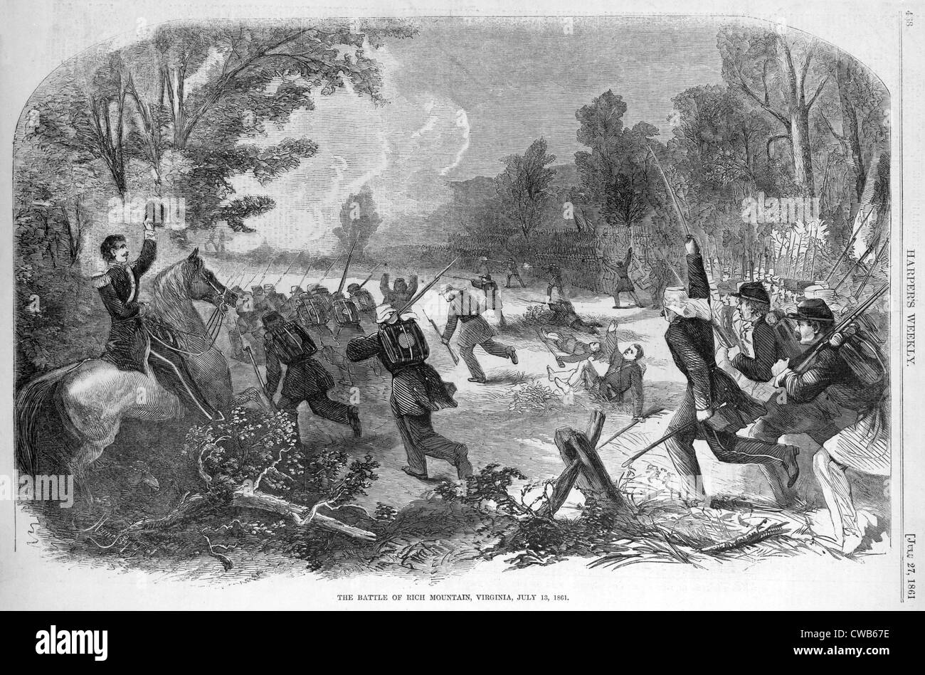 Der Bürgerkrieg. Die Schlacht von Rich Mountain, Virginia (West), 13. Juli 1861. Gravur ca 1861 Stockfoto