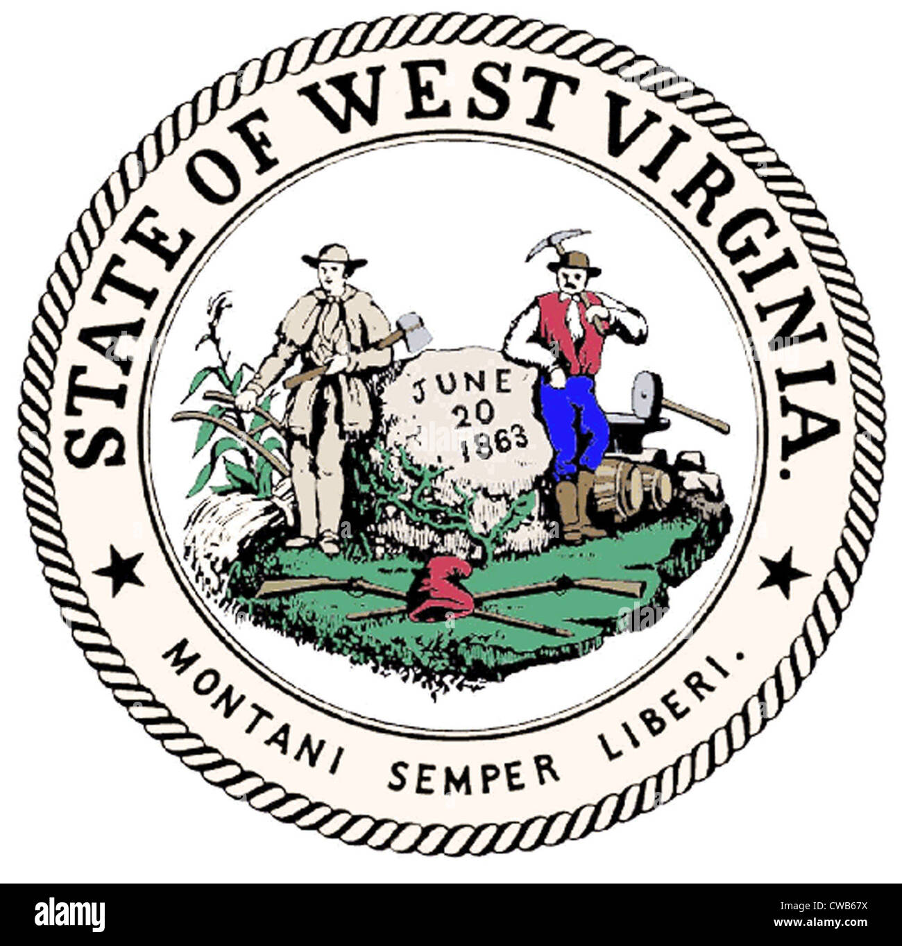 Große Siegel des Staates West Virginia Stockfoto