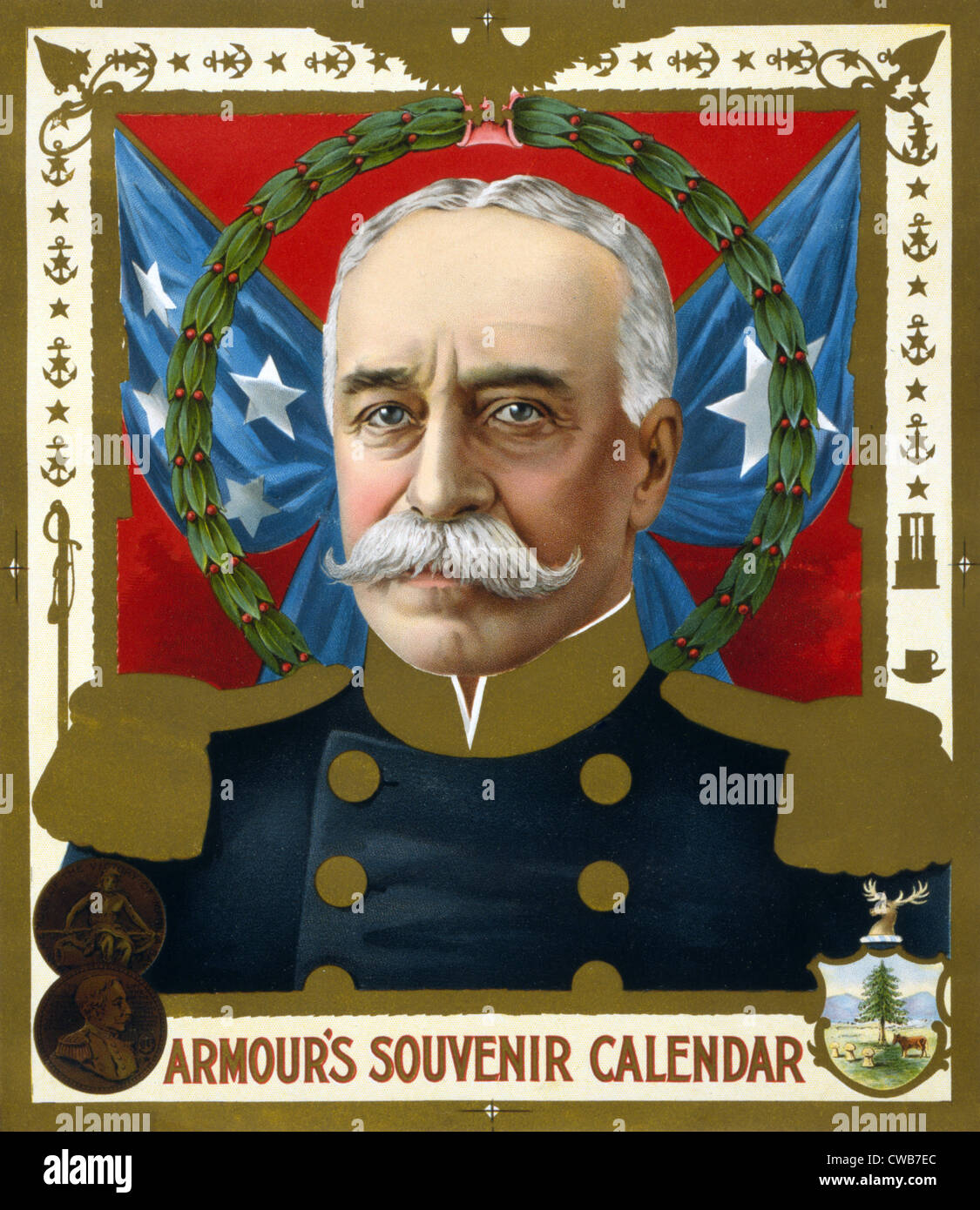 Spanisch-amerikanischer Krieg. Porträt von Admiral George Dewey. Armour Souvenir Kalender, Farblithographie, 1899 Stockfoto