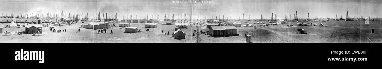 Ölquellen. Burkburnett, Texas, die weltweit Wunder Öl Pool, 8 Monate phänomenal entwickelt. 1919 Stockfoto