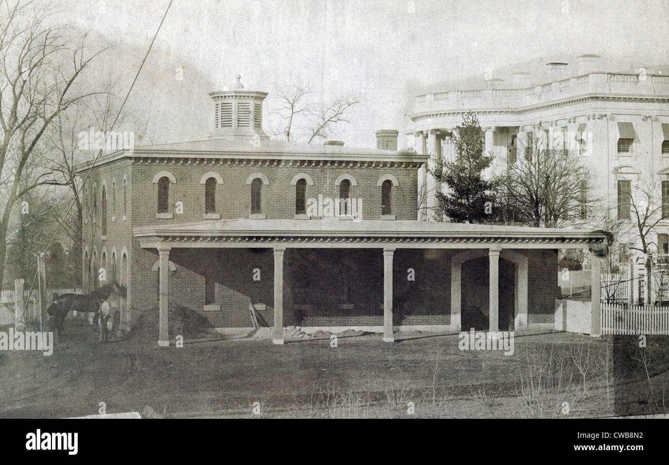 Washington, D.C., Präsident der Ställe (weiße Haus im Hintergrund). 1857 Stockfoto