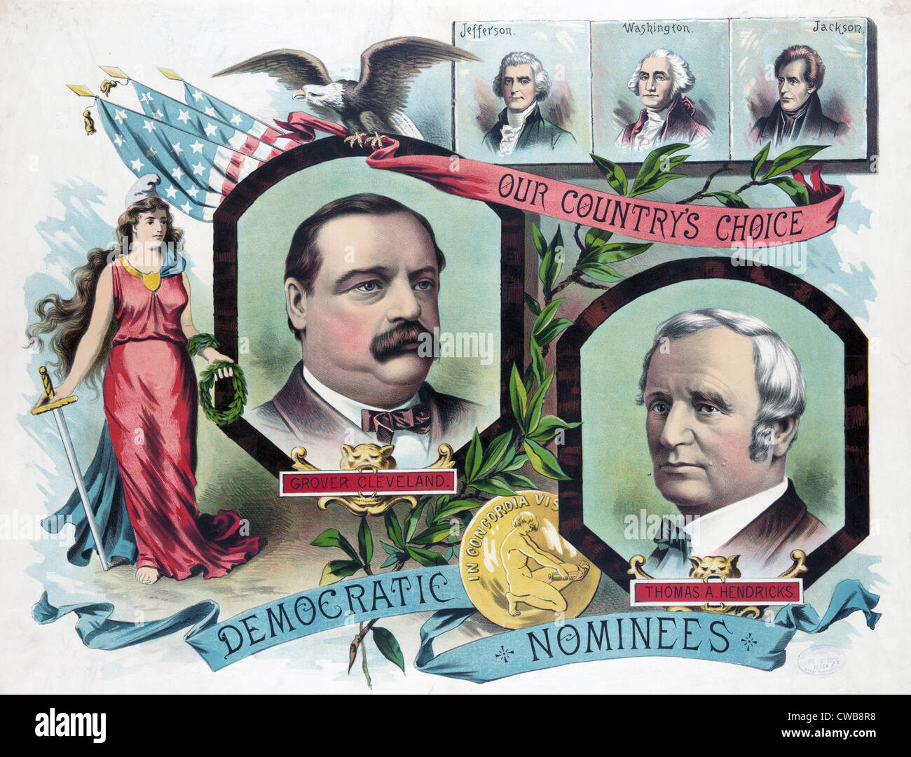 Grover Cleveland, Thomas A. Hendricks, den demokratischen Kandidaten für das Präsidentenamt im Jahr 1884 Stockfoto