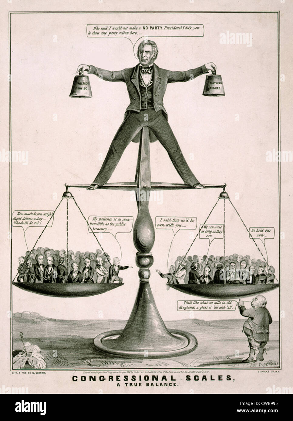 Zachary Taylor. Des Kongresses Skalen. Ein wirkliches Gleichgewicht. Eine Satire auf Präsident Zachary Taylor Versuche, südlichen auszugleichen und Stockfoto