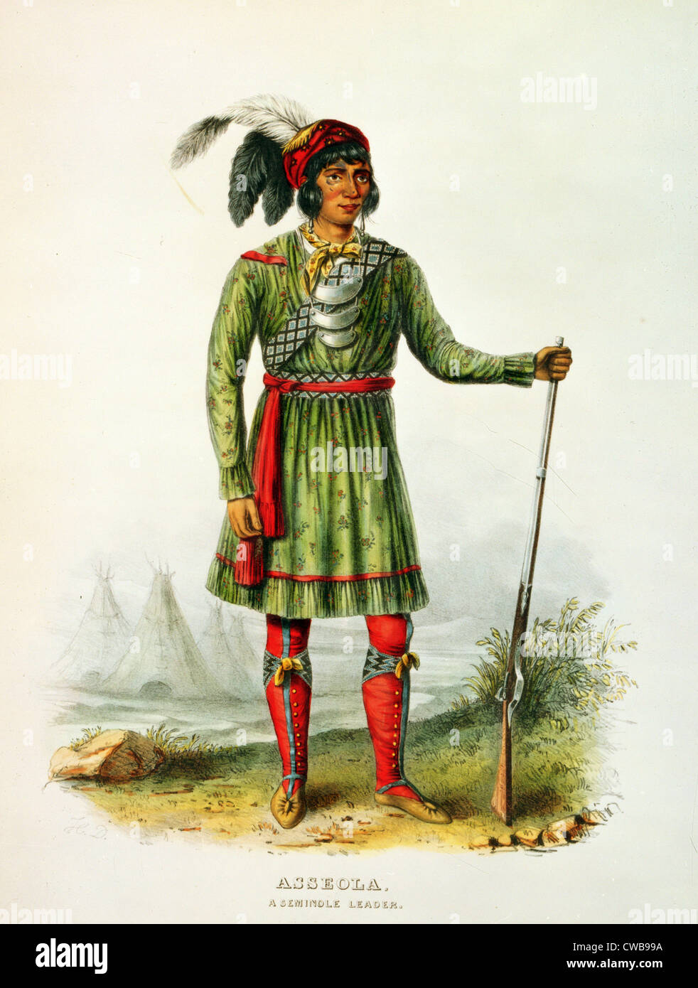Asseola, Seminole Führer von Florida. Lithographie von George Catlin ca. 1838 Stockfoto