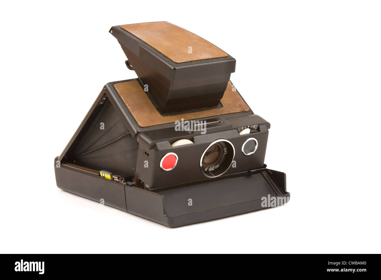 Poloriod Sofortbildkamera isoliert auf weißem Hintergrund. Stockfoto