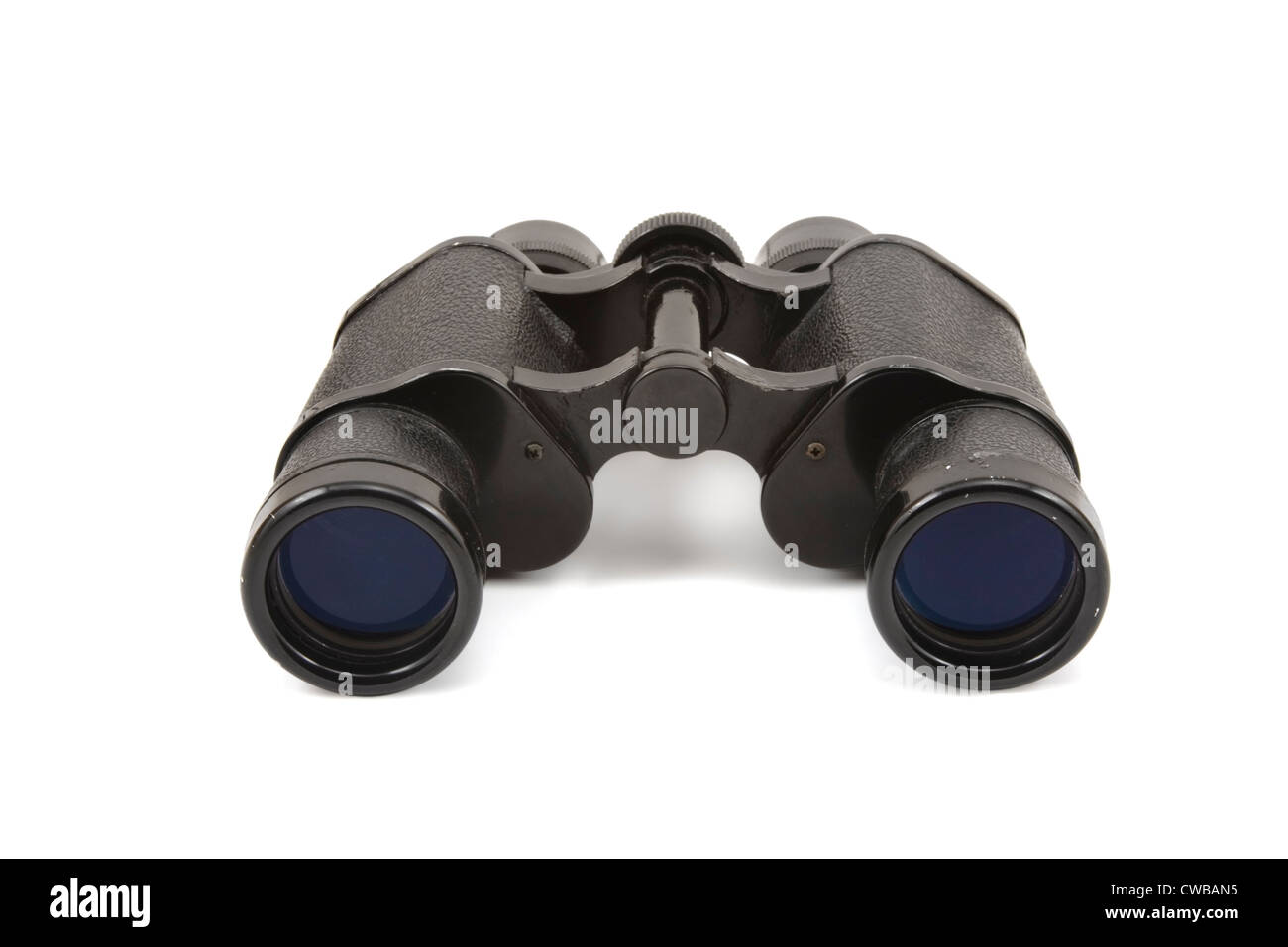 Schwarz Fernglas isoliert auf weißem Hintergrund. Stockfoto