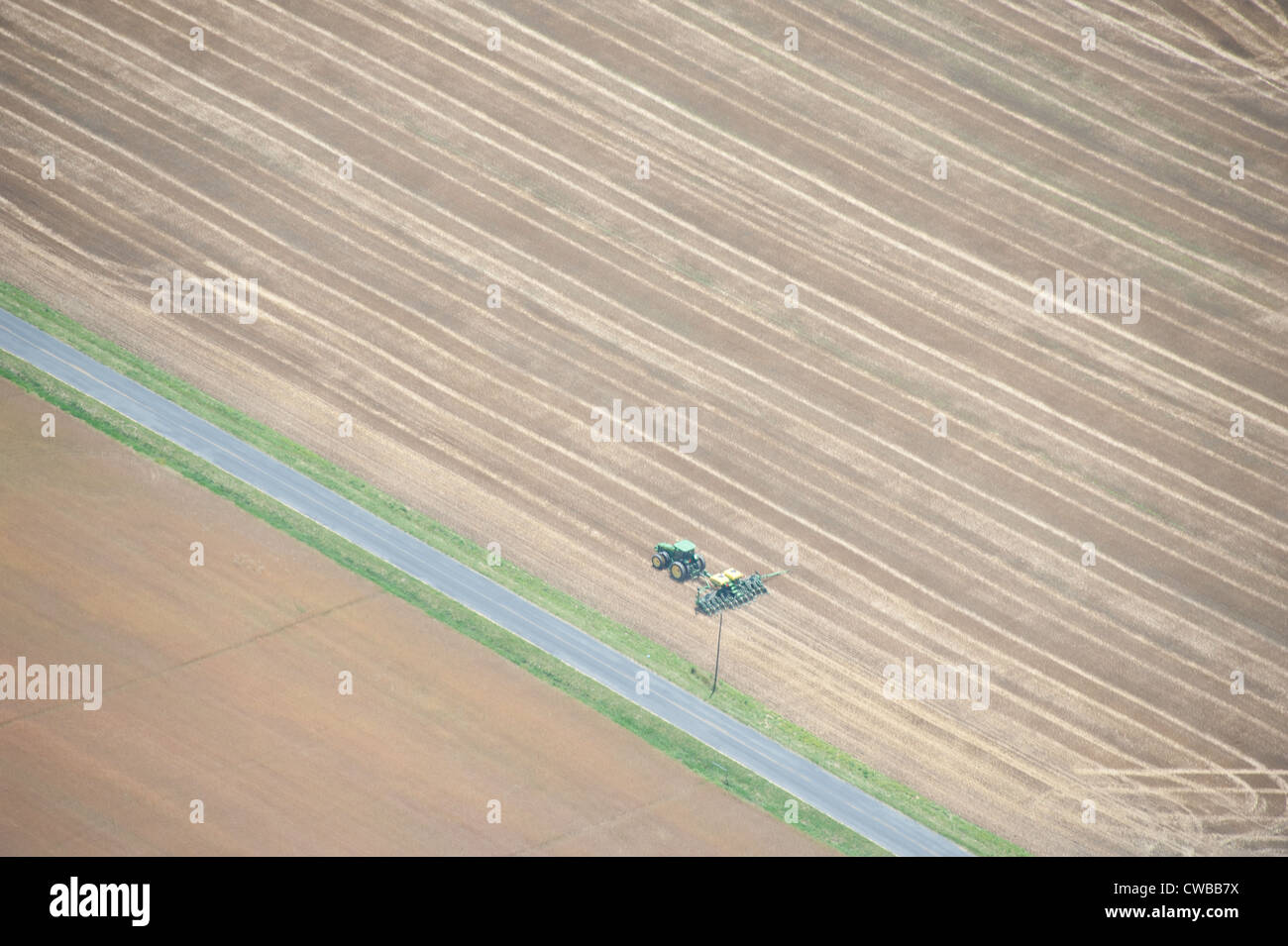 Antenne des Korn Produzent Ernte Ernte Stockfoto