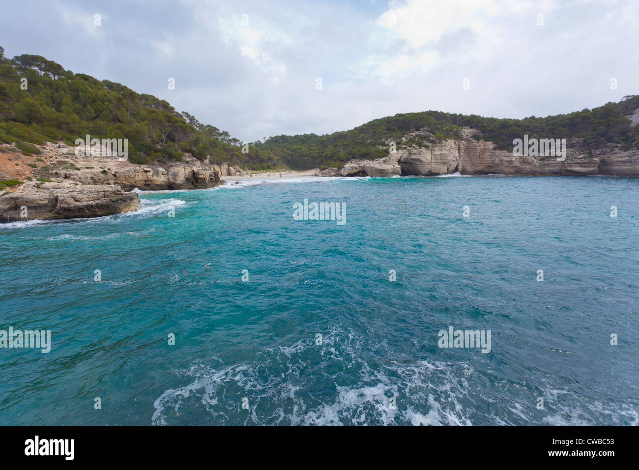Cala Mitjana Creek Mitjana Menorca Stockfoto
