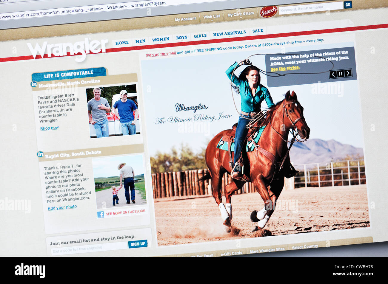 Wrangler Apparel Webseite Stockfoto