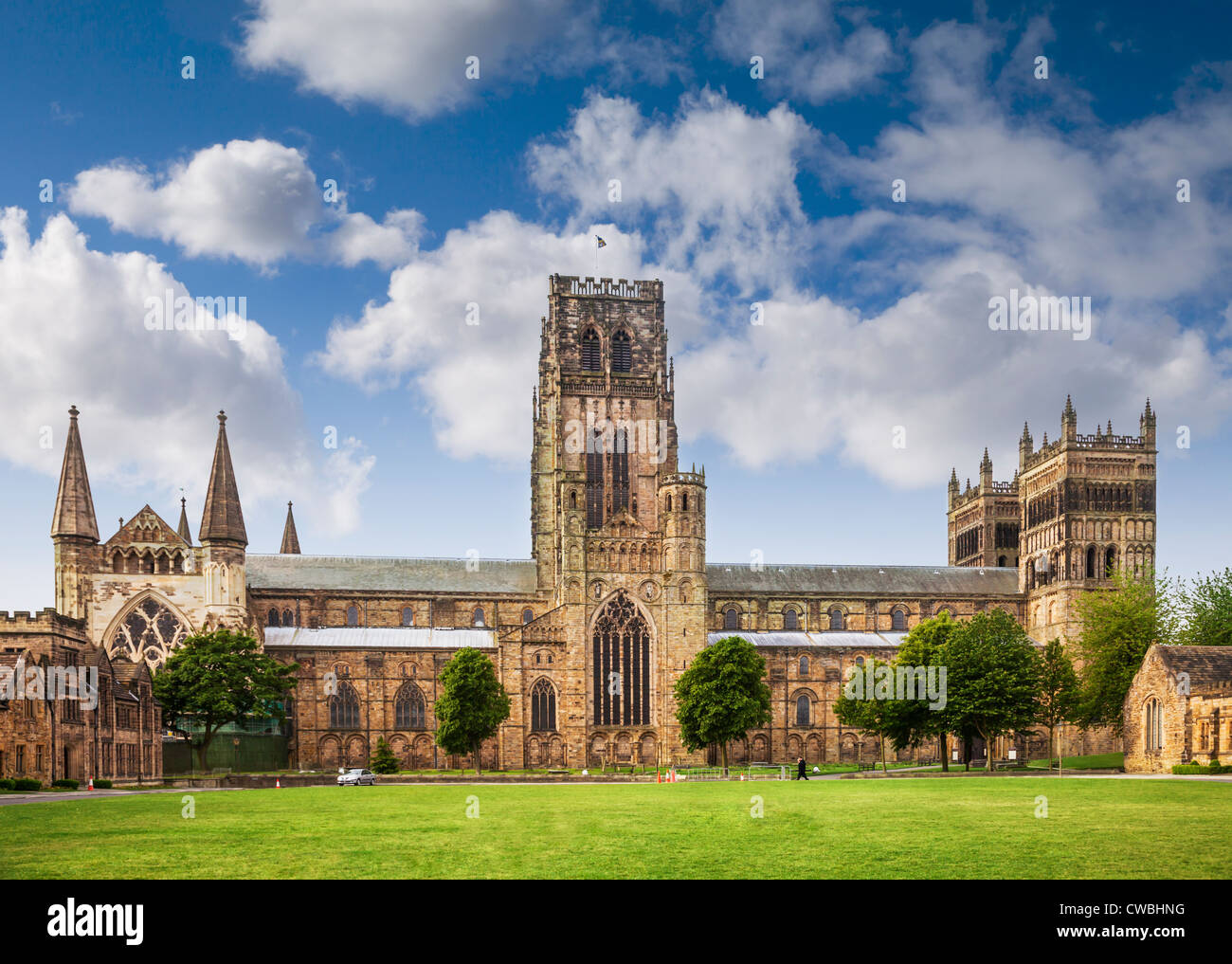 Kathedrale von Durham und Palace grün, Stadt Durham, England. Stockfoto