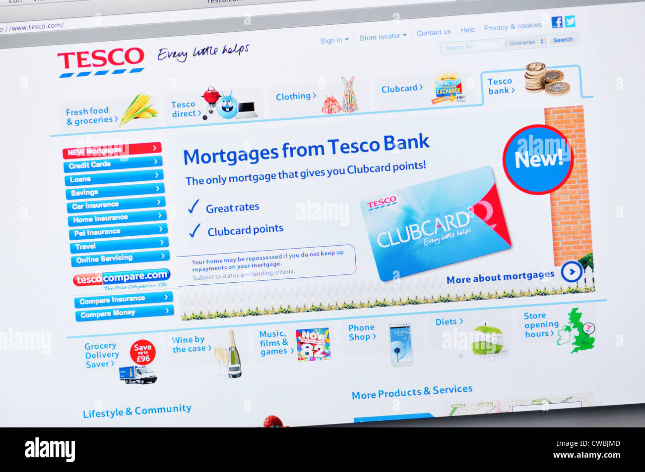 Tesco-Supermarkt website Stockfoto