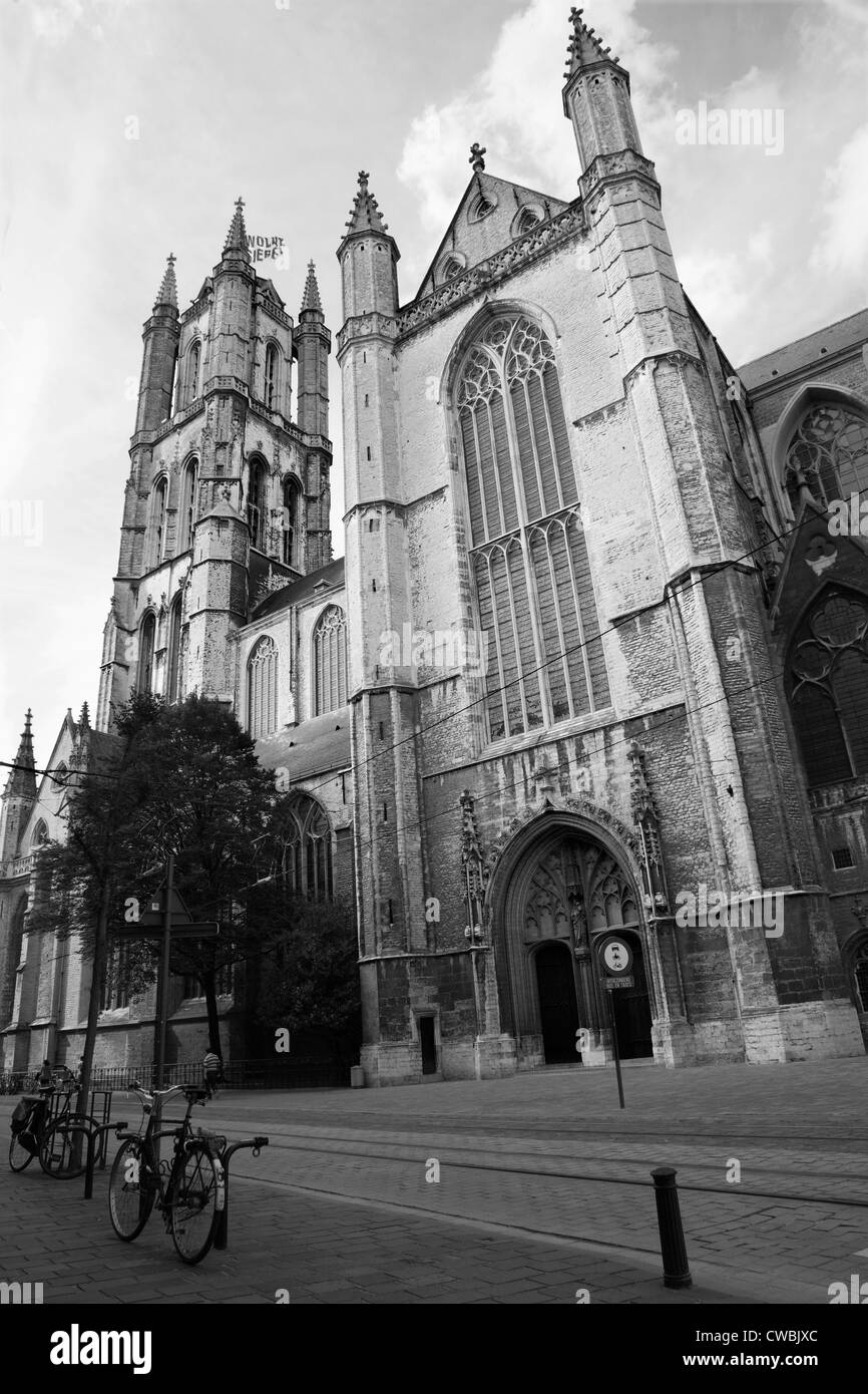 Gent - Südfassade der Kathedrale Saint Baaf Stockfoto