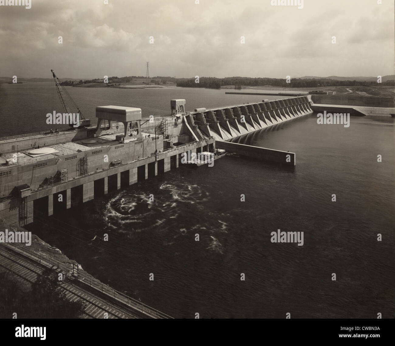 Watts Bar Dam auf dem Tennessee River wurde in den frühen 1940er Jahren als Bestandteil der Tennessee Valley Authority öffentliche Arbeiten gebaut. Stockfoto