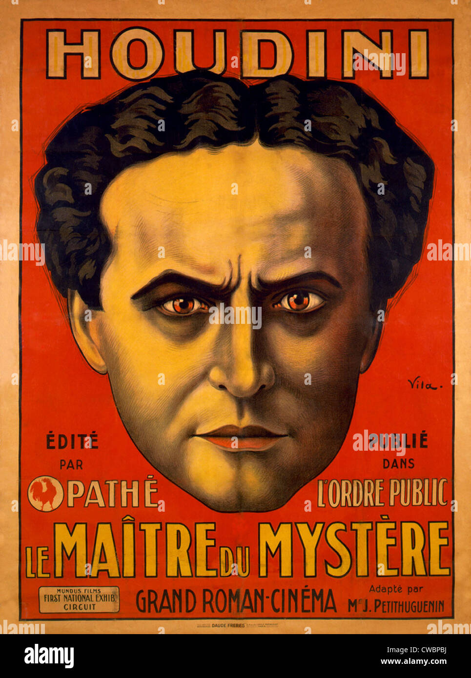 Französisches Plakat Werbung Harry serielle Film, le Maître du Mystère, Master of Mystery, 1915. Stockfoto