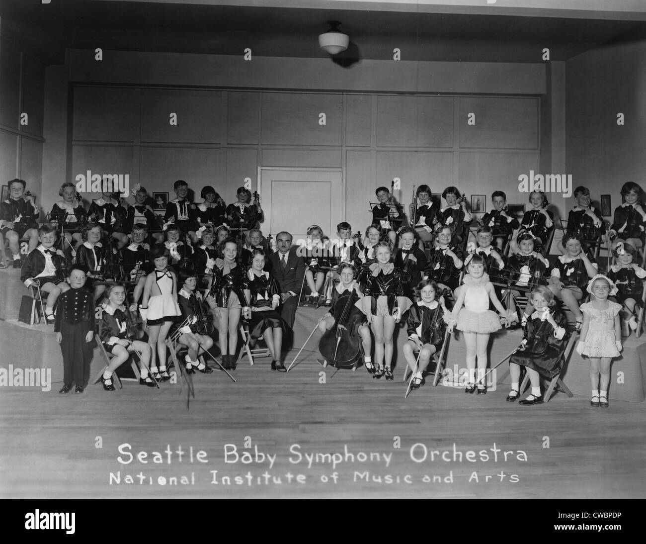 Seattle Baby Symphony Orchestra vorgestellten nur kleine Kinder. Ca. 1935. Stockfoto
