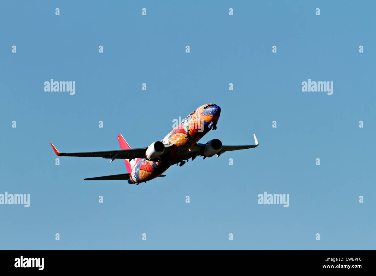 Qantas-Flugzeug Yanany träumen nur nach abheben Stockfoto