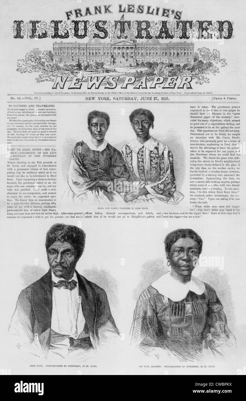 Dred Scott-Familie auf der Vorderseite Seite FRANK LESLIE Illustrierte Zeitung am 27. Juni 1857.  Von 1846 bis 1857, Scott geführt ein Stockfoto