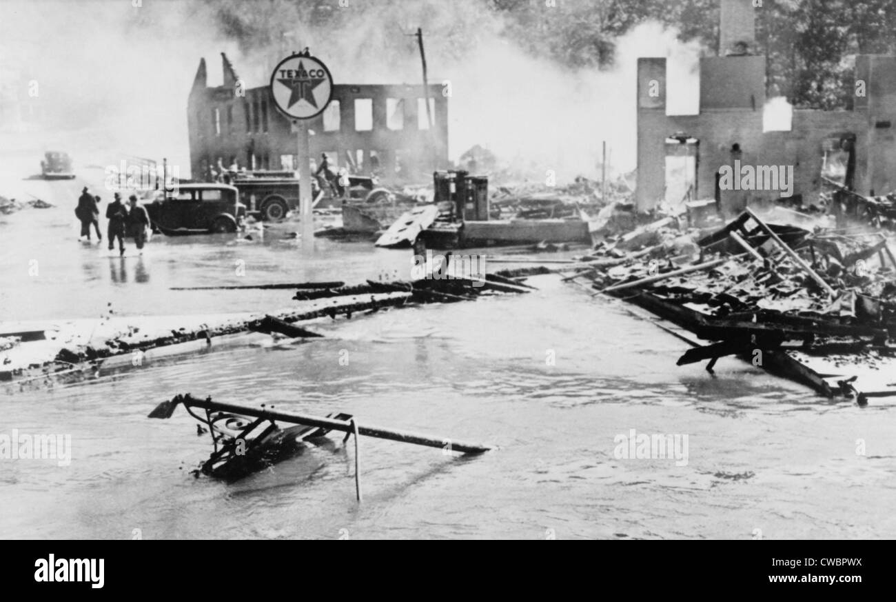 Großer Hurrikan von 1938. Flut und Brandschäden in Peterboro, NH, entstanden nach einem Hurrikan die New England treffen auf Stockfoto