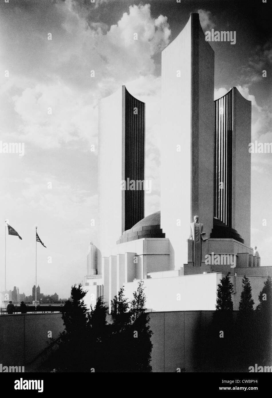 Futuristische Vereinigte Staaten Regierung Gebäude vorgeschlagen für A CENTURY OF Fortschritt INTERNATIONAL EXPOSITION, Chicago 1933-34. Stockfoto