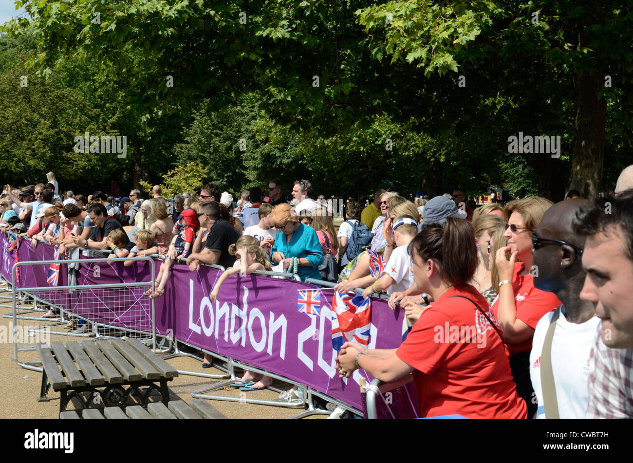 Zuschauer in London 2012 frei olympische Disziplin im Hyde Park Stockfoto